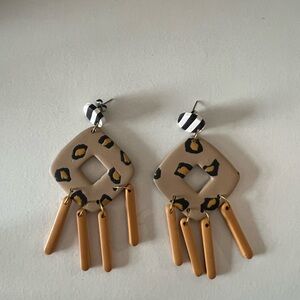 Leopard Print Clay Earrings